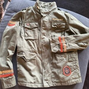 Superdry Utility Jacket in Olive Green with Orange Accents **MODIFIED**